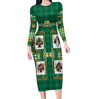Zodiac Signs Long Sleeve Bodycon Dress The Earth Element Baroque Spades Card