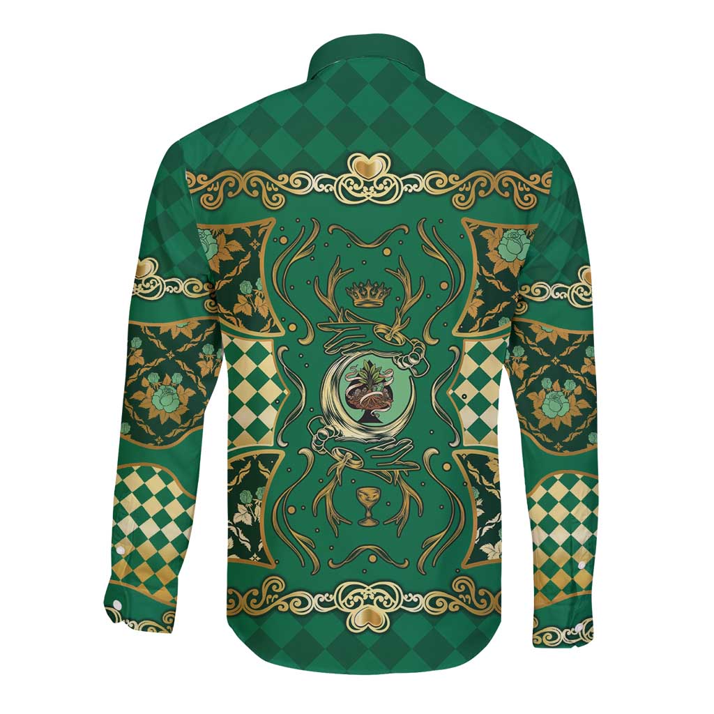 Zodiac Signs Long Sleeve Button Shirt The Earth Element Baroque Spades Card