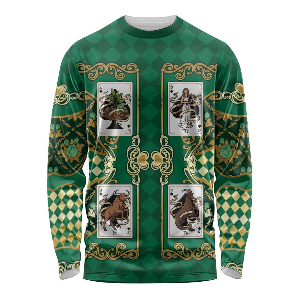 Zodiac Signs Long Sleeve Shirt The Earth Element Baroque Spades Card
