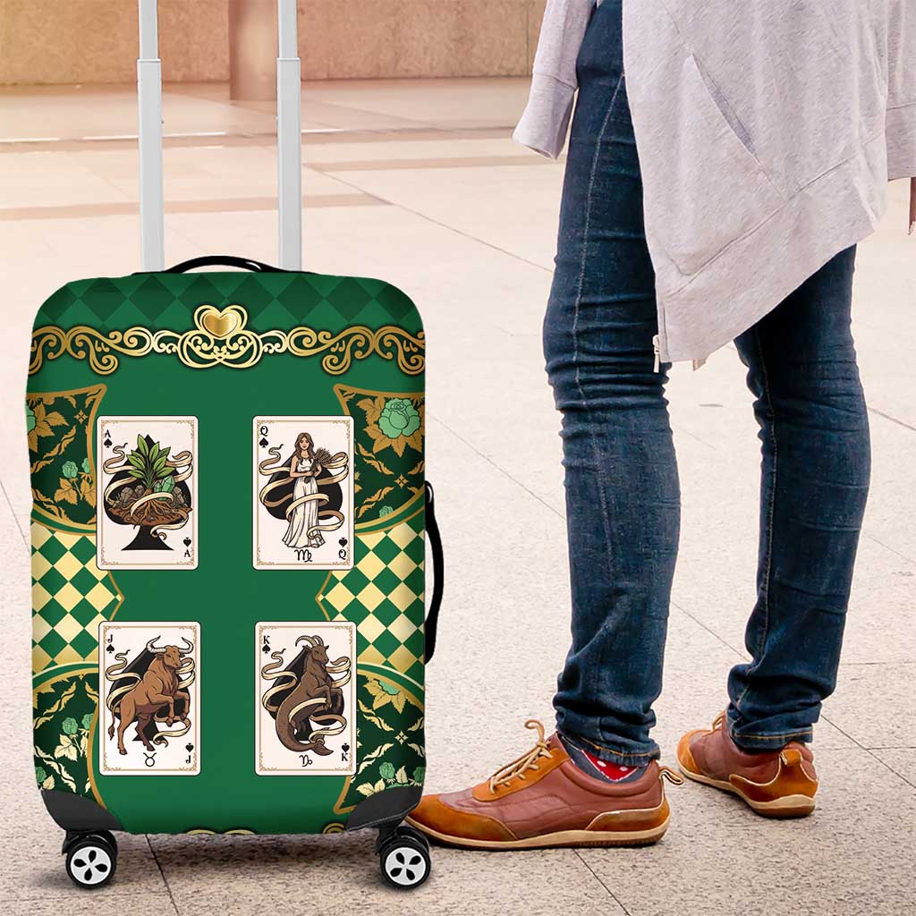 Zodiac Signs Luggage Cover The Earth Element Baroque Spades Card