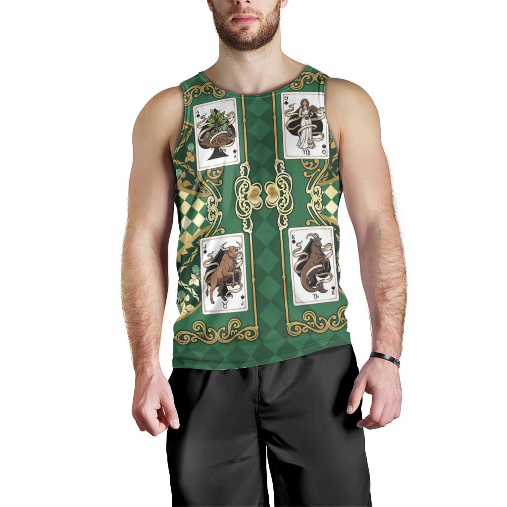 Zodiac Signs Men Tank Top The Earth Element Baroque Spades Card