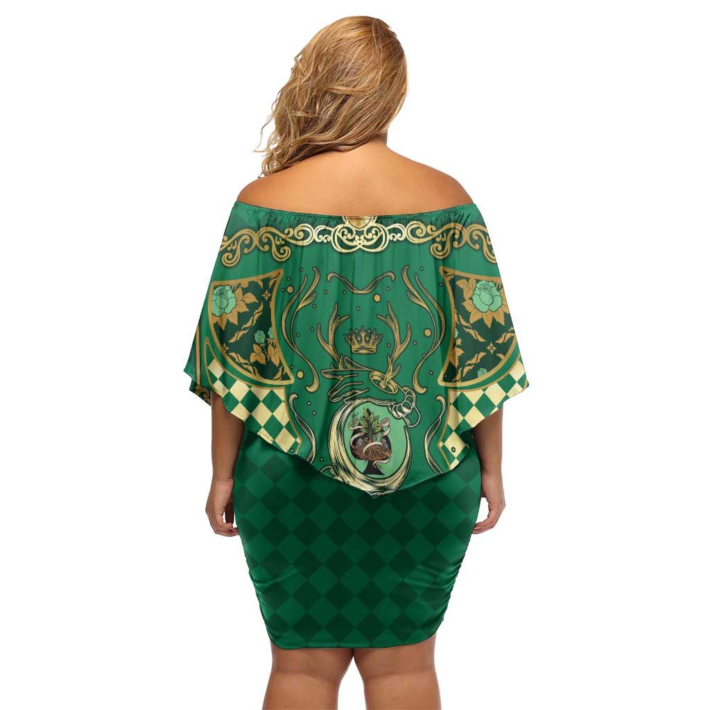 Zodiac Signs Off Shoulder Short Dress The Earth Element Baroque Spades Card
