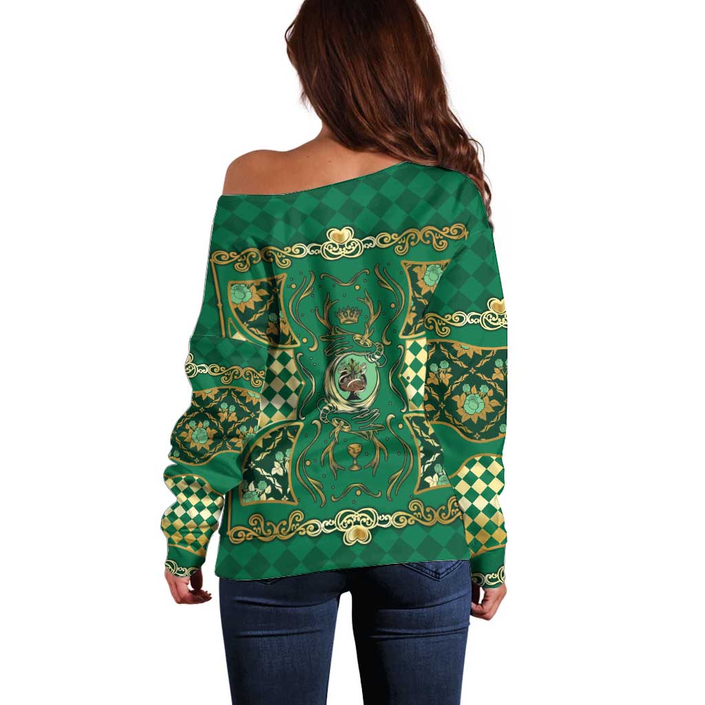 Zodiac Signs Off Shoulder Sweater The Earth Element Baroque Spades Card