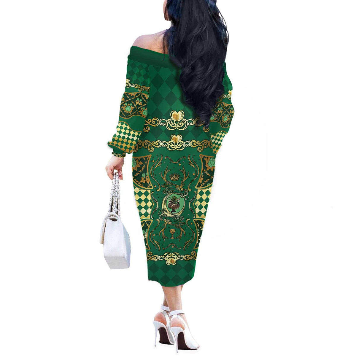 Zodiac Signs Off The Shoulder Long Sleeve Dress The Earth Element Baroque Spades Card