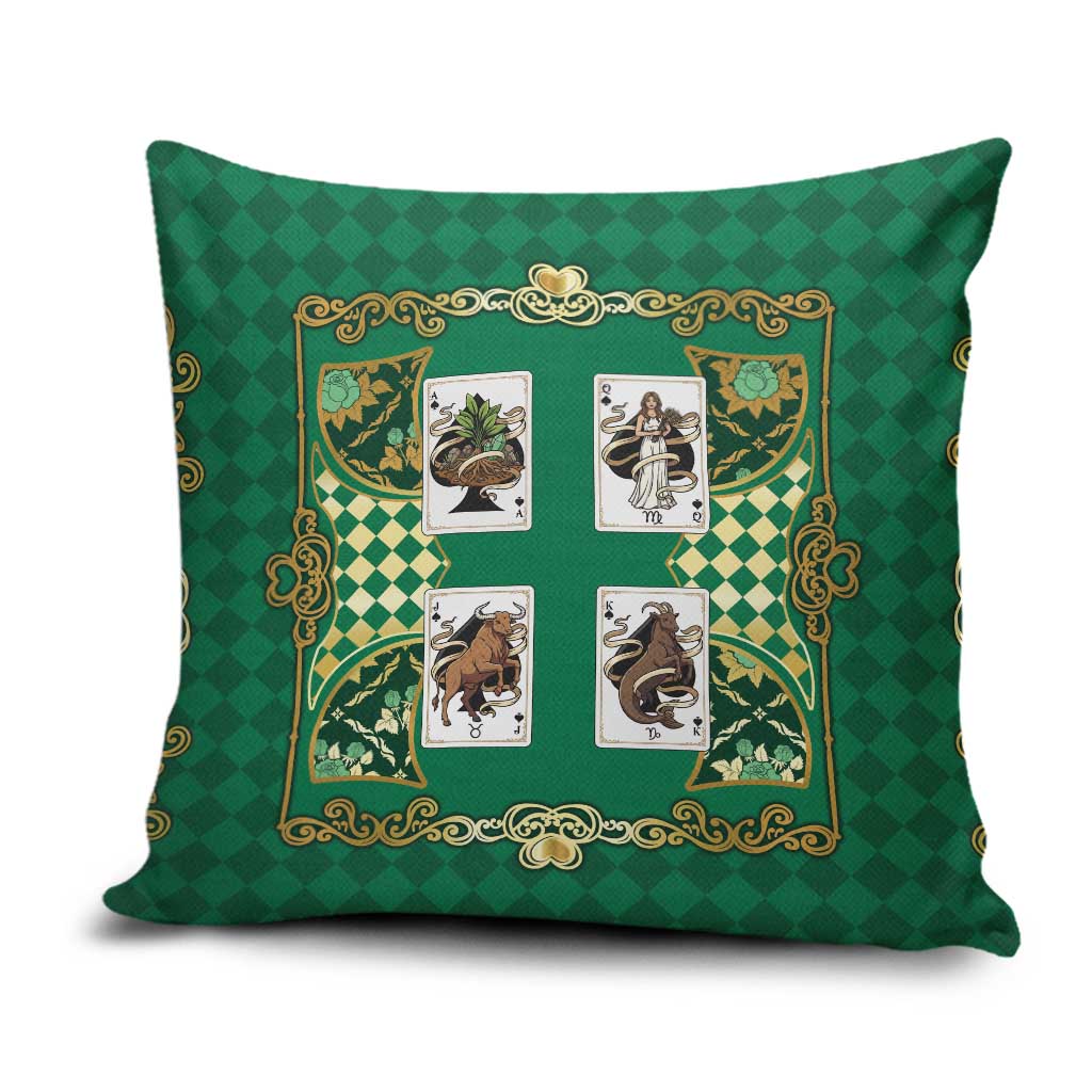 Zodiac Signs Pillow Cover The Earth Element Baroque Spades Card