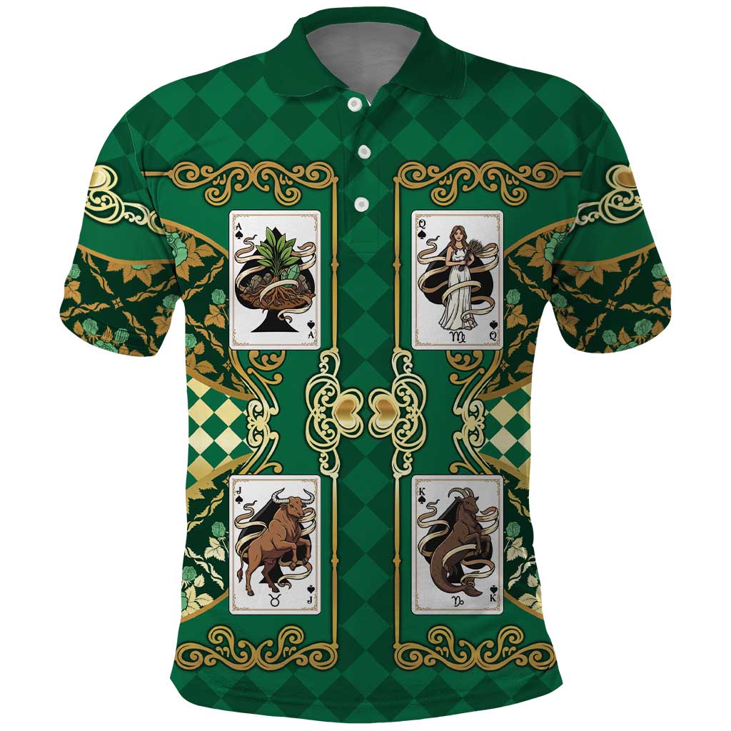 Zodiac Signs Polo Shirt The Earth Element Baroque Spades Card