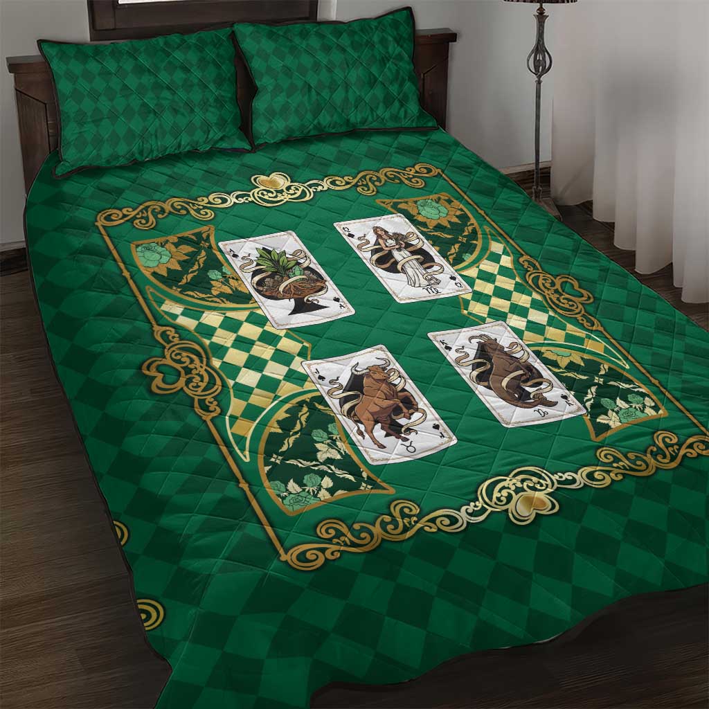 Zodiac Signs Quilt Bed Set The Earth Element Baroque Spades Card