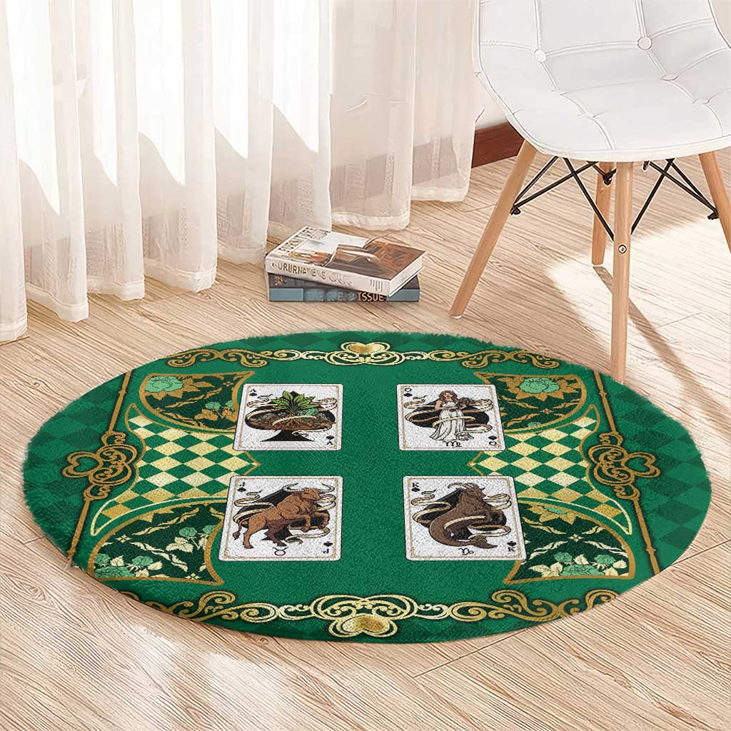 Zodiac Signs Round Carpet The Earth Element Baroque Spades Card