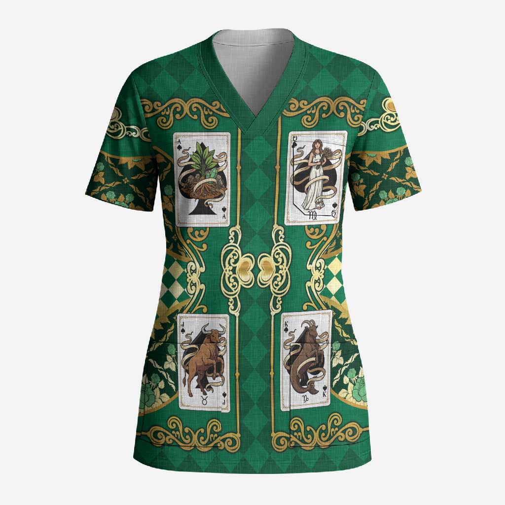 Zodiac Signs Scrub Top The Earth Element Baroque Spades Card