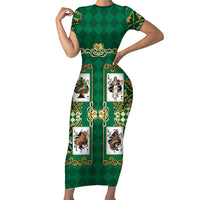 Zodiac Signs Short Sleeve Bodycon Dress The Earth Element Baroque Spades Card