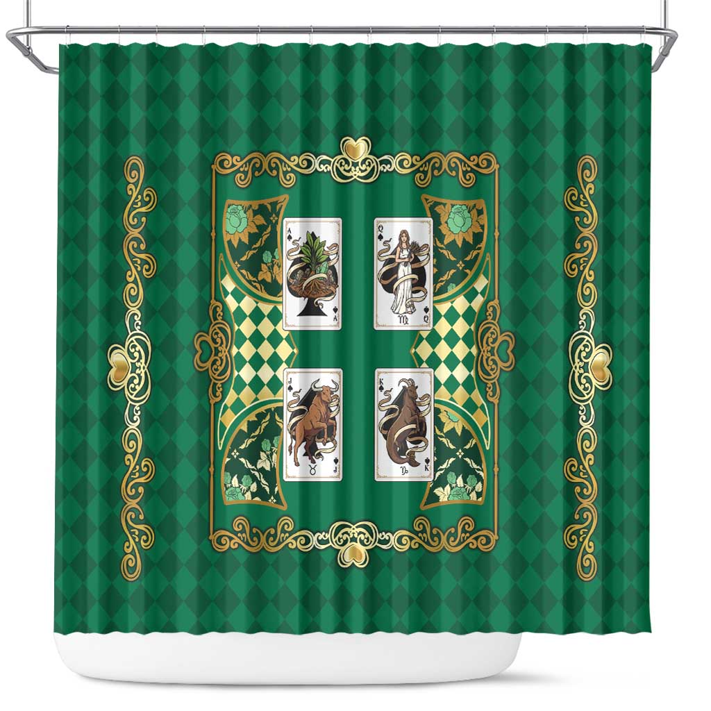 Zodiac Signs Shower Curtain The Earth Element Baroque Spades Card