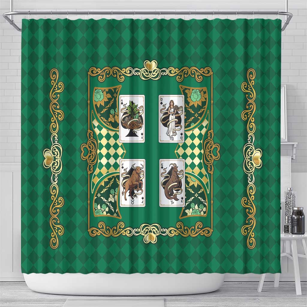 Zodiac Signs Shower Curtain The Earth Element Baroque Spades Card