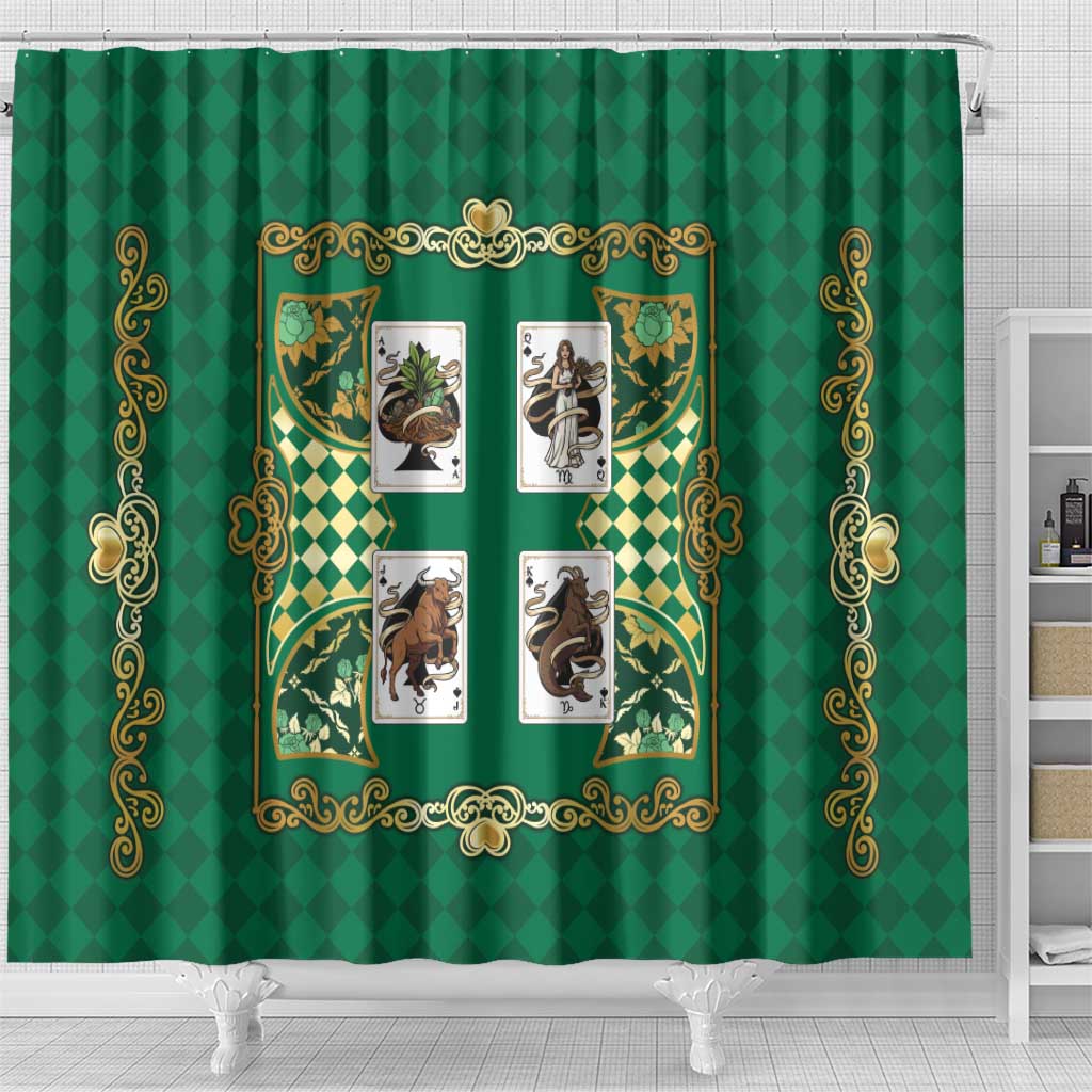 Zodiac Signs Shower Curtain The Earth Element Baroque Spades Card