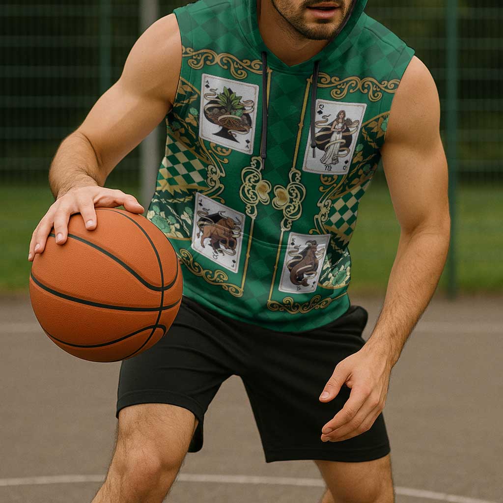 Zodiac Signs Sleeveless Hoodie The Earth Element Baroque Spades Card