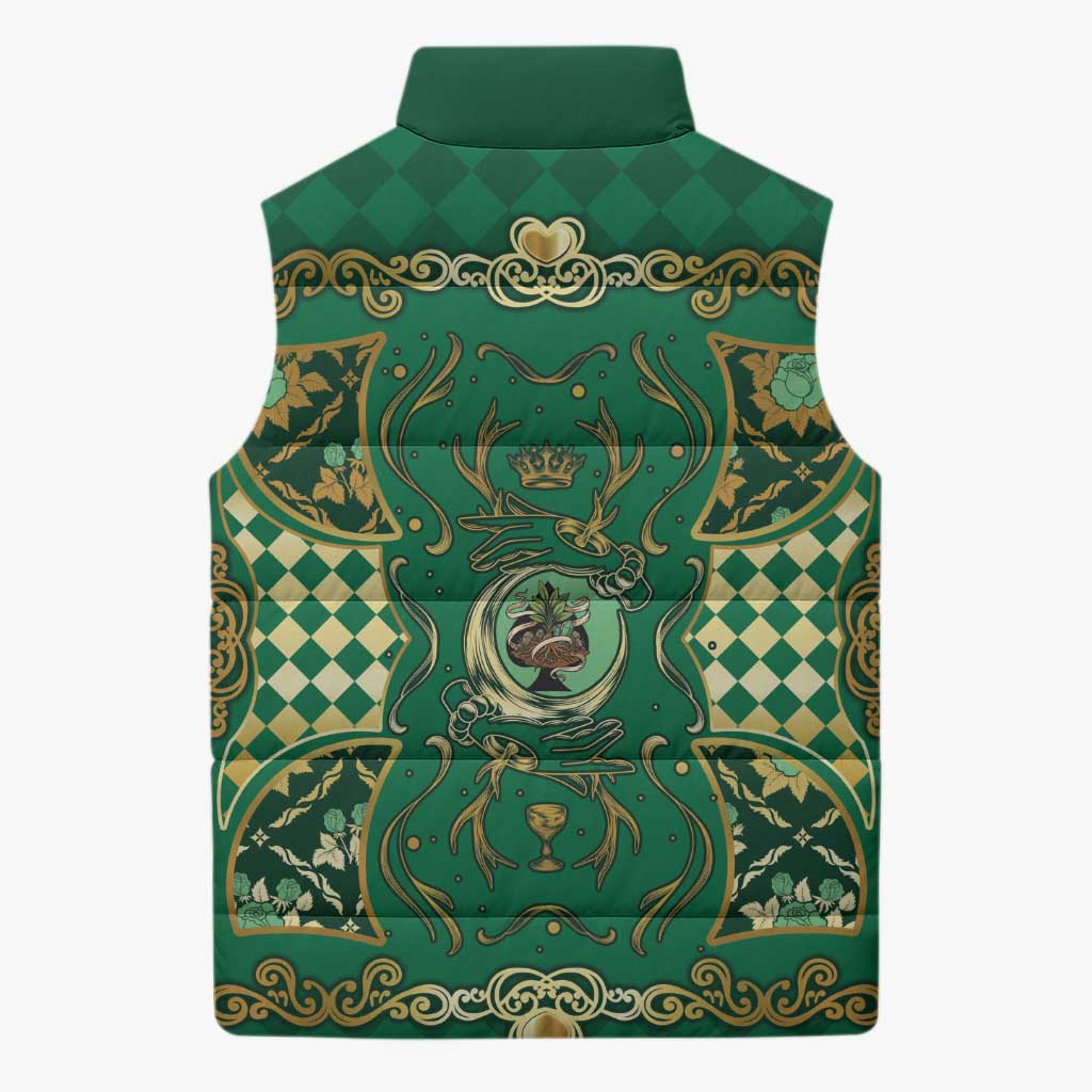 Zodiac Signs Sleeveless Puffer Jacket The Earth Element Baroque Spades Card