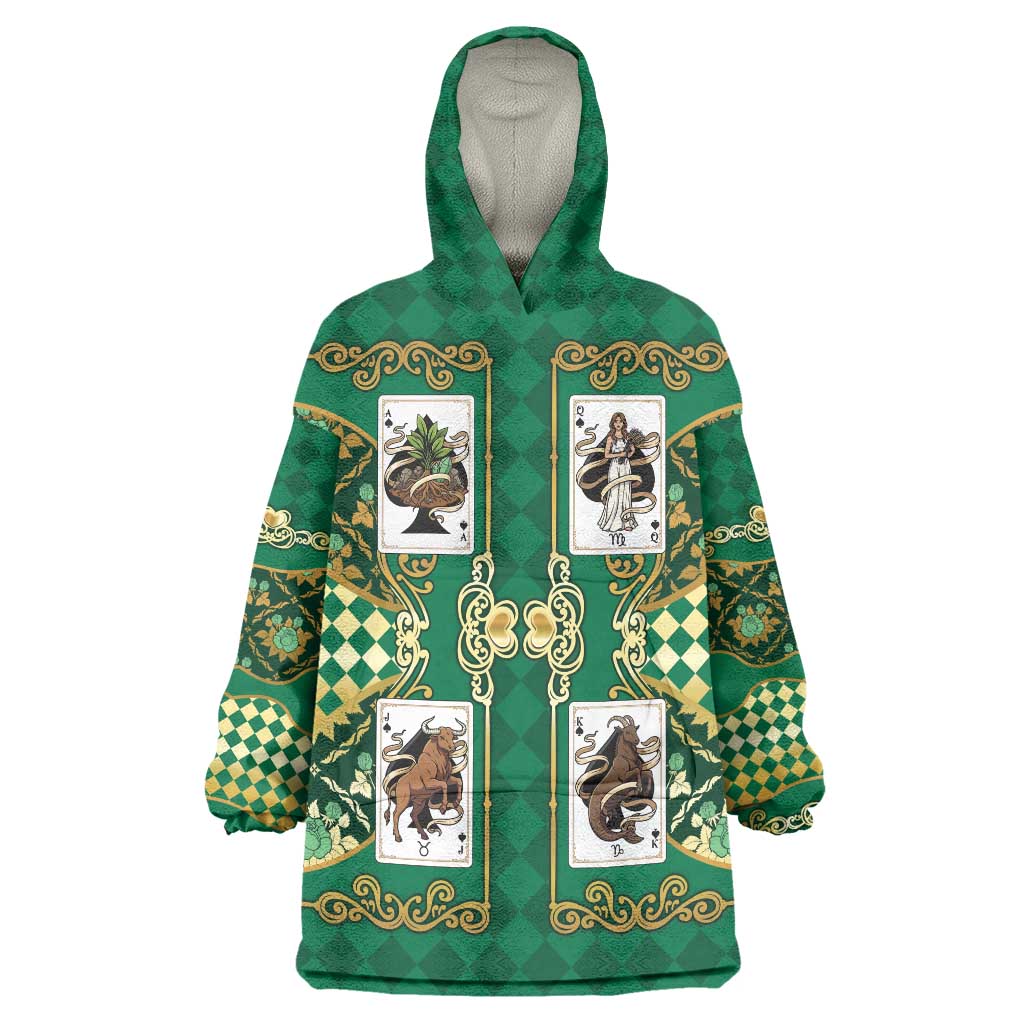 Zodiac Signs Wearable Blanket Hoodie The Earth Element Baroque Spades Card