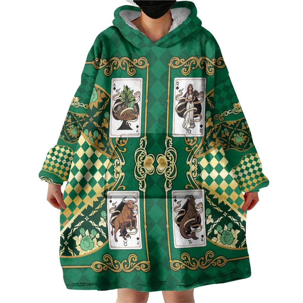 Zodiac Signs Wearable Blanket Hoodie The Earth Element Baroque Spades Card