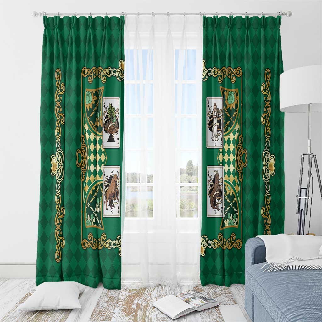 Zodiac Signs Window Curtain The Earth Element Baroque Spades Card