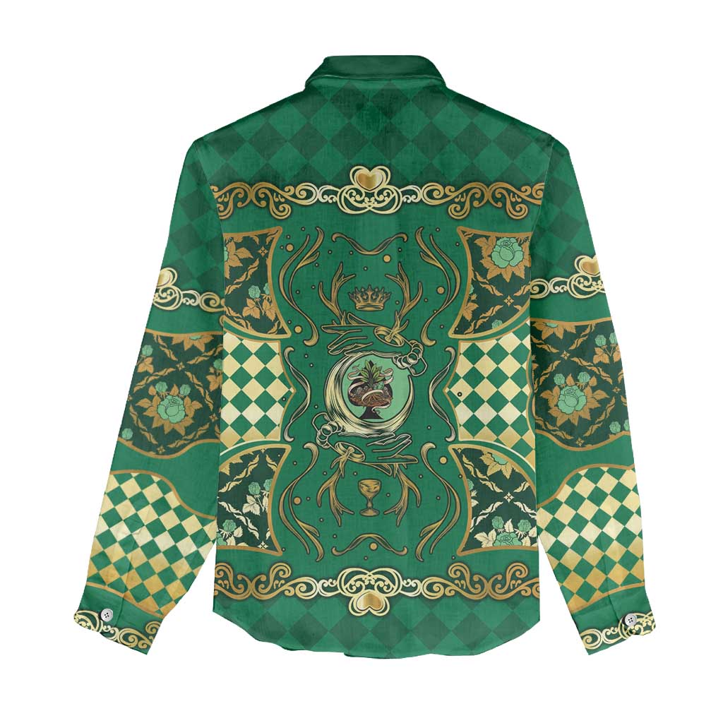 Zodiac Signs Women Casual Shirt The Earth Element Baroque Spades Card