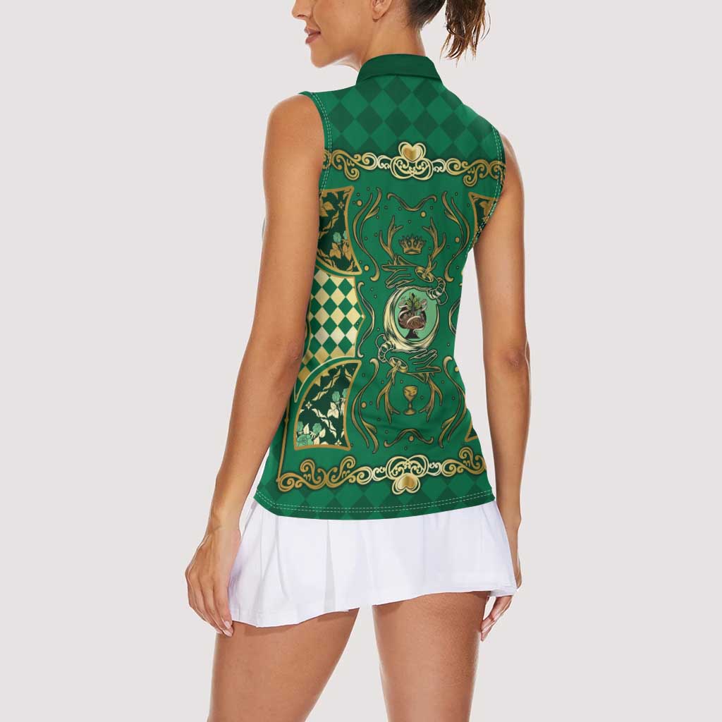 Zodiac Signs Women Sleeveless Polo Shirt The Earth Element Baroque Spades Card