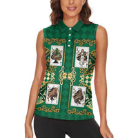 Zodiac Signs Women Sleeveless Polo Shirt The Earth Element Baroque Spades Card