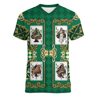 Zodiac Signs Women V-Neck T-Shirt The Earth Element Baroque Spades Card