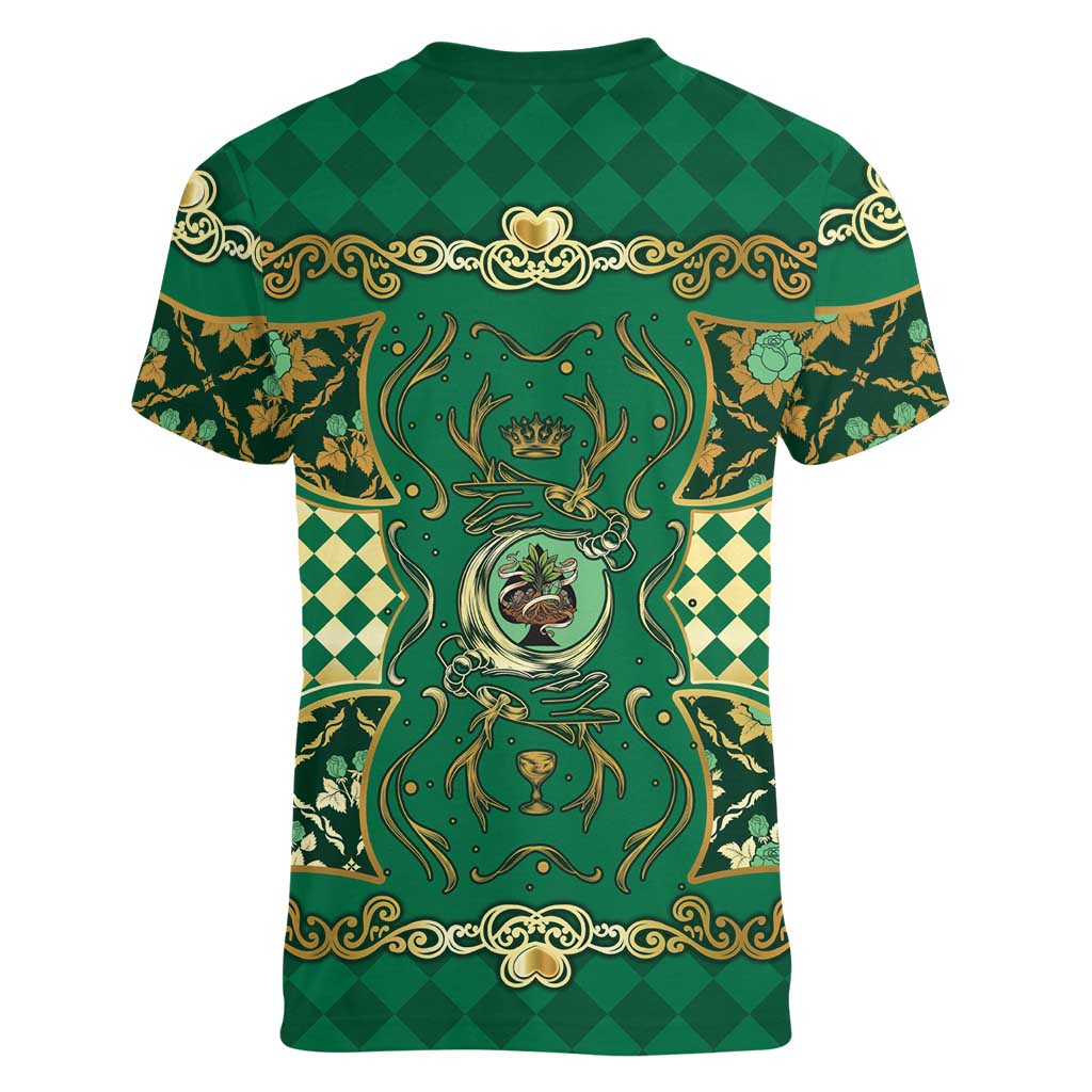 Zodiac Signs Women V-Neck T-Shirt The Earth Element Baroque Spades Card