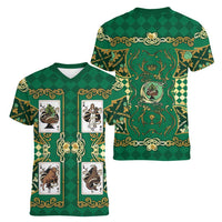 Zodiac Signs Women V-Neck T-Shirt The Earth Element Baroque Spades Card