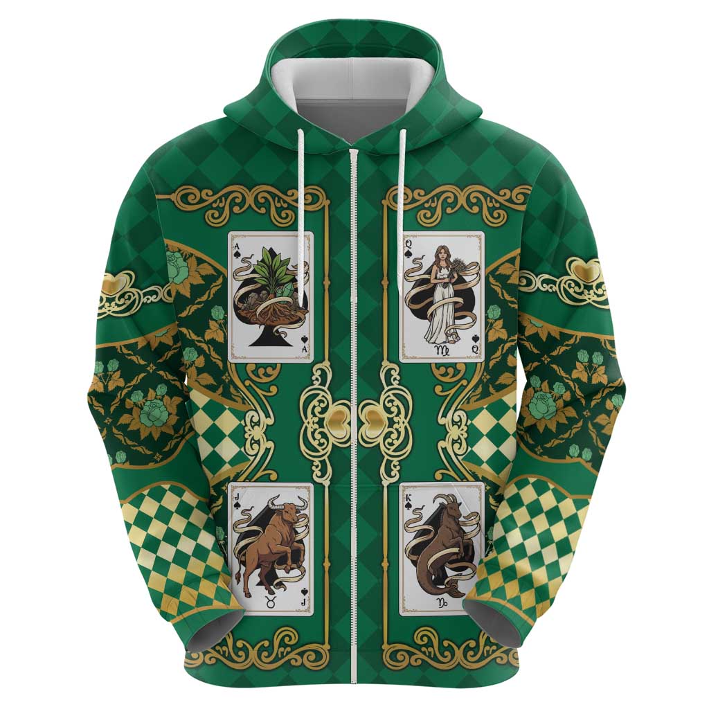Zodiac Signs Zip Hoodie The Earth Element Baroque Spades Card