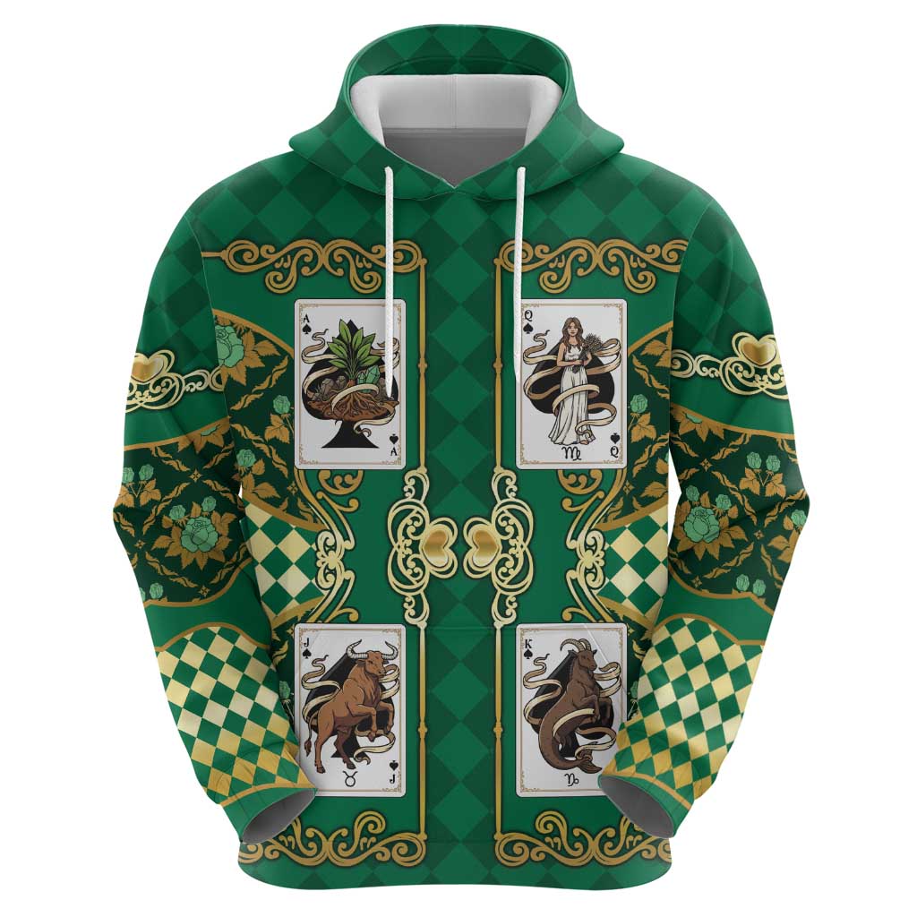 Zodiac Signs Zip Hoodie The Earth Element Baroque Spades Card