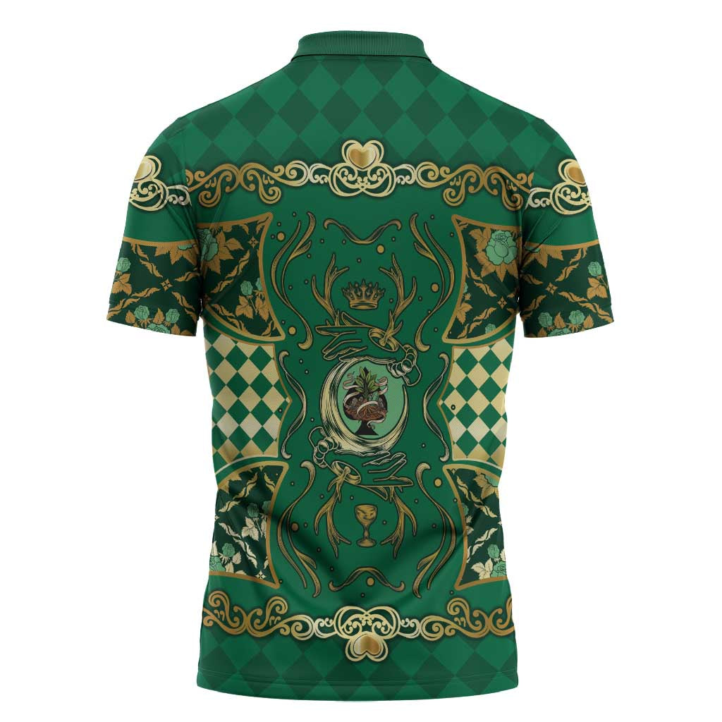 Zodiac Signs Zipper Polo Shirt The Earth Element Baroque Spades Card