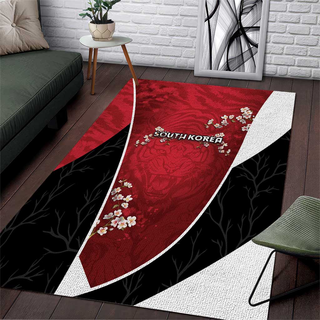 South Korea Football Area Rug Tiger Mugunghwa Flower Minimal Style