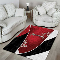 South Korea Football Area Rug Tiger Mugunghwa Flower Minimal Style