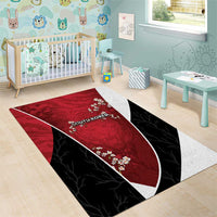 South Korea Football Area Rug Tiger Mugunghwa Flower Minimal Style