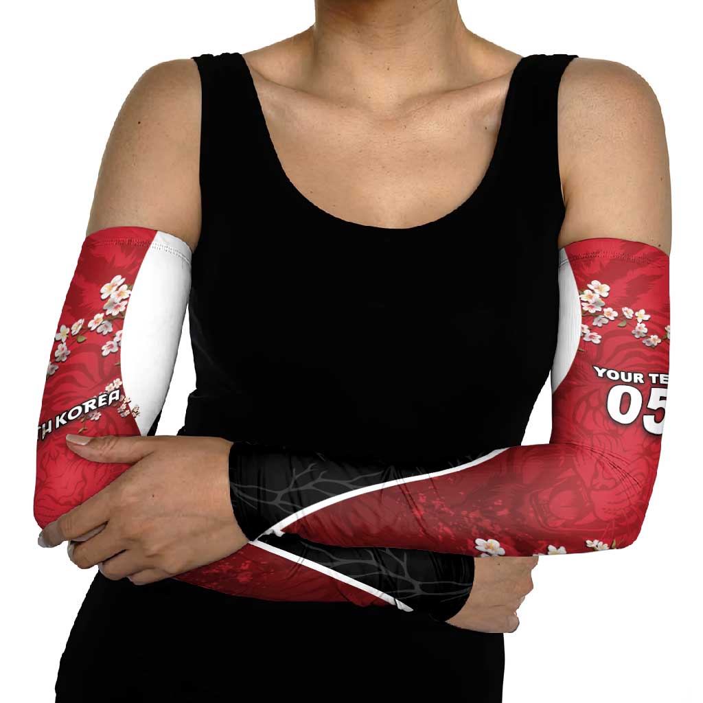 Custom South Korea Football Arm Sleeves Tiger Mugunghwa Flower Minimal Style