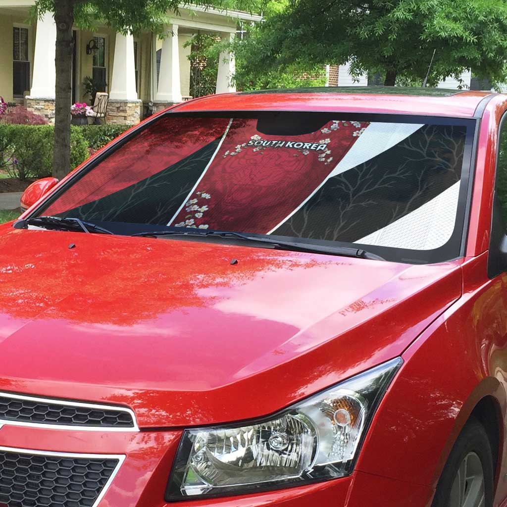 South Korea Football Auto Sun Shade Tiger Mugunghwa Flower Minimal Style