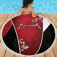 South Korea Football Beach Blanket Tiger Mugunghwa Flower Minimal Style
