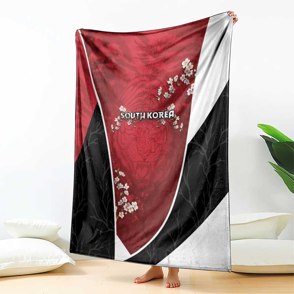 South Korea Football Blanket Tiger Mugunghwa Flower Minimal Style
