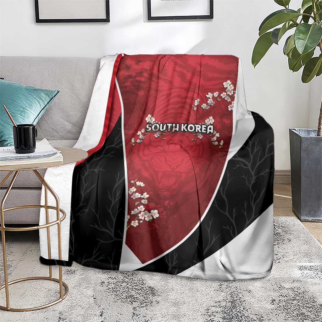 South Korea Football Blanket Tiger Mugunghwa Flower Minimal Style