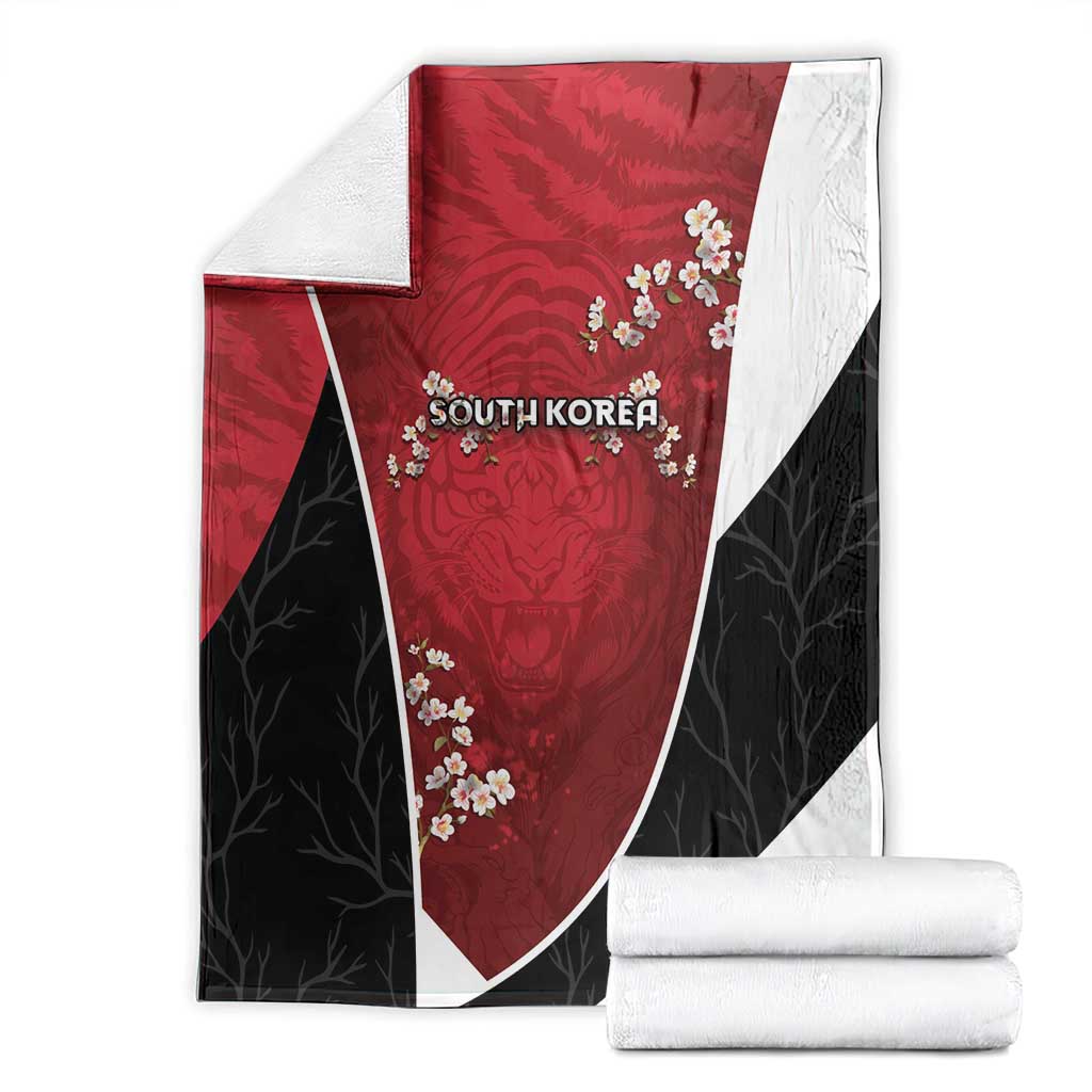South Korea Football Blanket Tiger Mugunghwa Flower Minimal Style