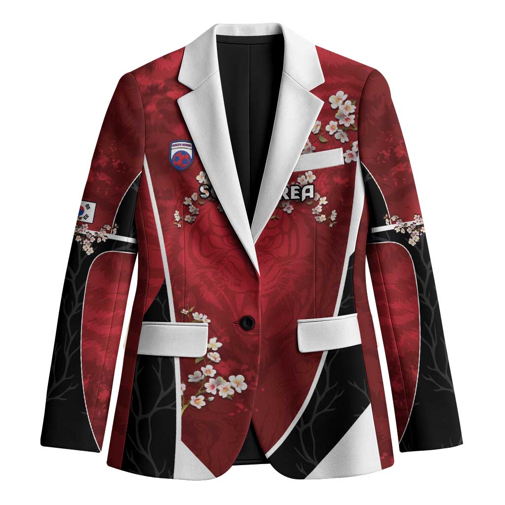 Custom South Korea Football Blazer Tiger Mugunghwa Flower Minimal Style