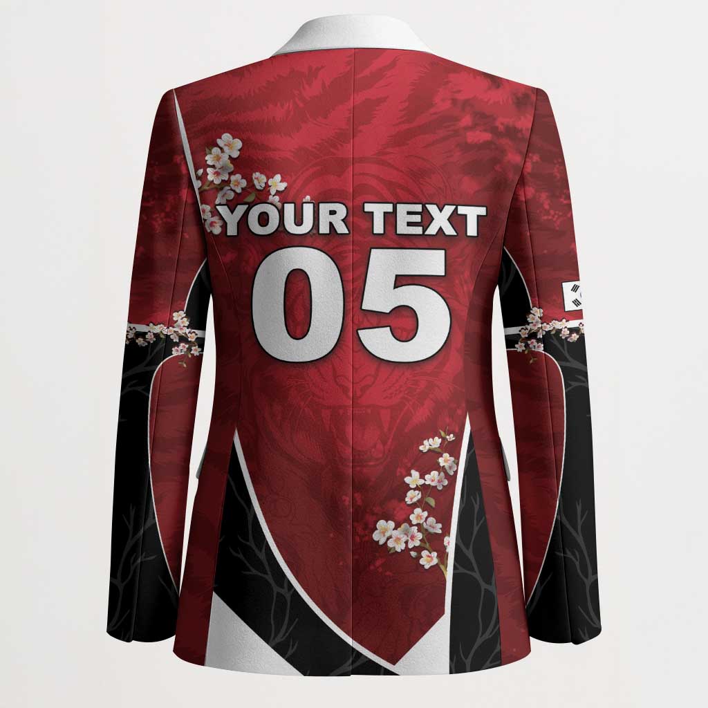 Custom South Korea Football Blazer Tiger Mugunghwa Flower Minimal Style