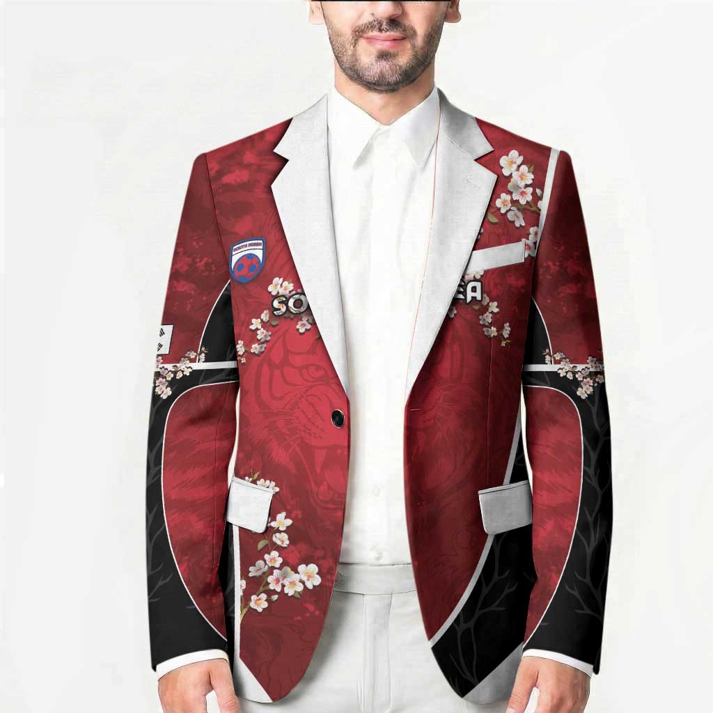 Custom South Korea Football Blazer Tiger Mugunghwa Flower Minimal Style