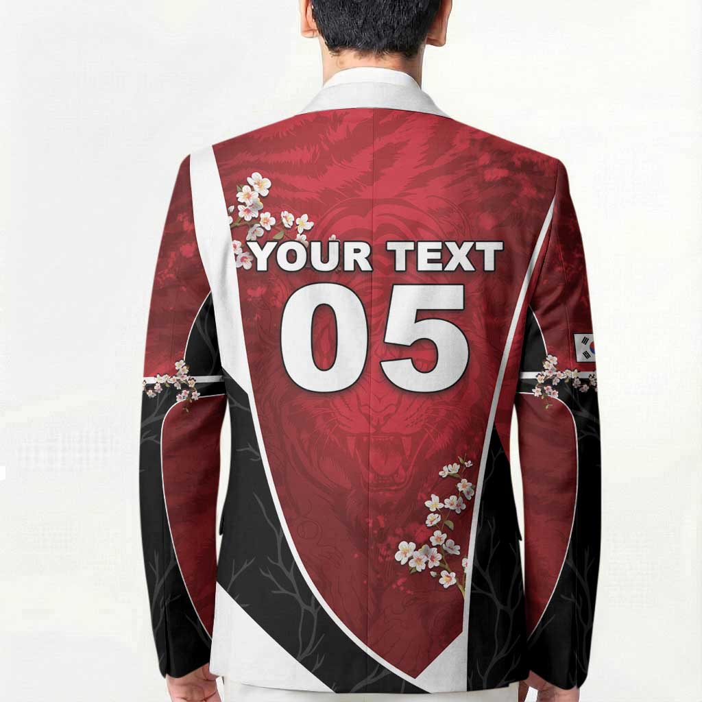 Custom South Korea Football Blazer Tiger Mugunghwa Flower Minimal Style
