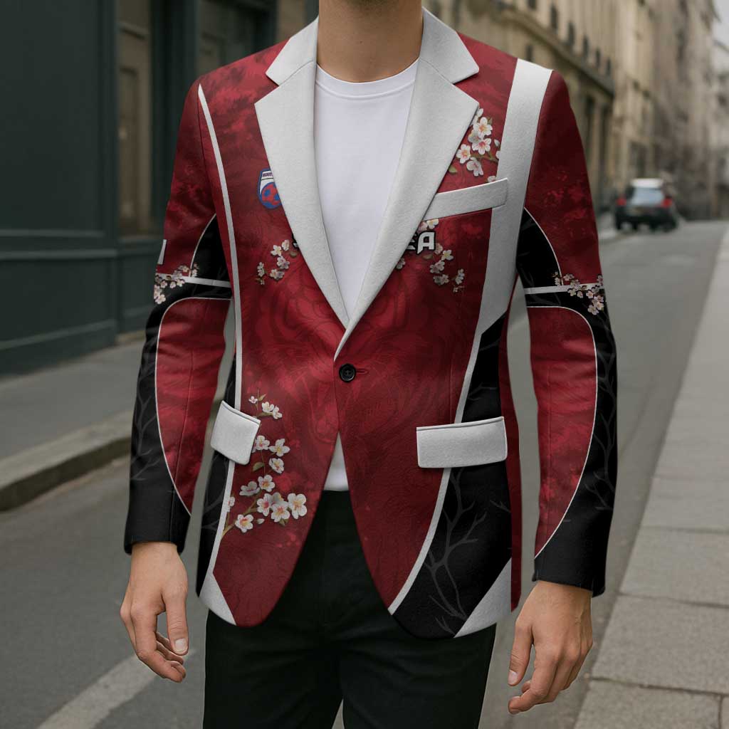 Custom South Korea Football Blazer Tiger Mugunghwa Flower Minimal Style