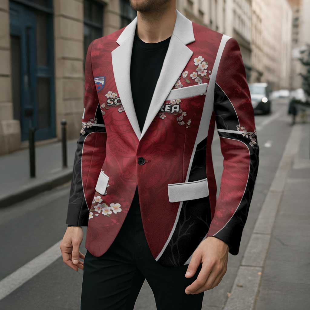 Custom South Korea Football Blazer Tiger Mugunghwa Flower Minimal Style