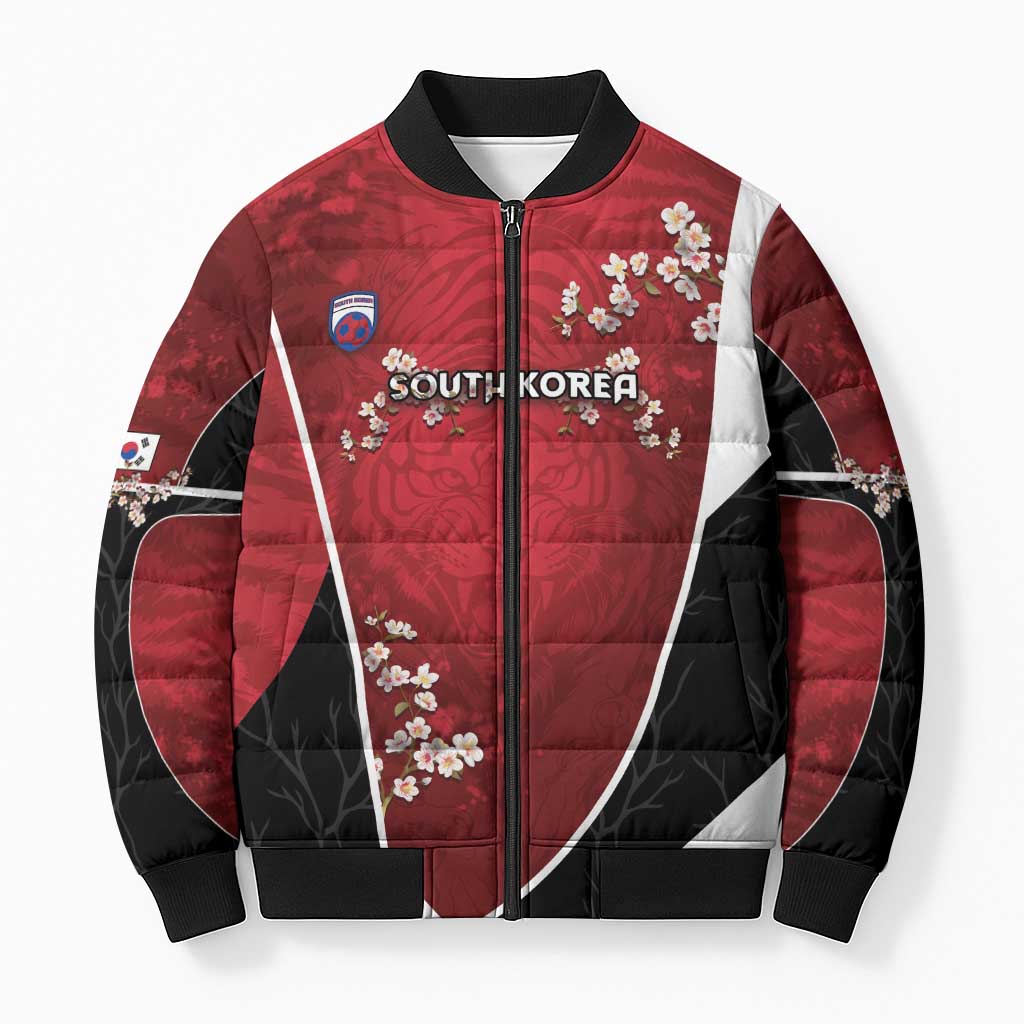 Custom South Korea Football Bomber Puffer Jacket Tiger Mugunghwa Flower Minimal Style