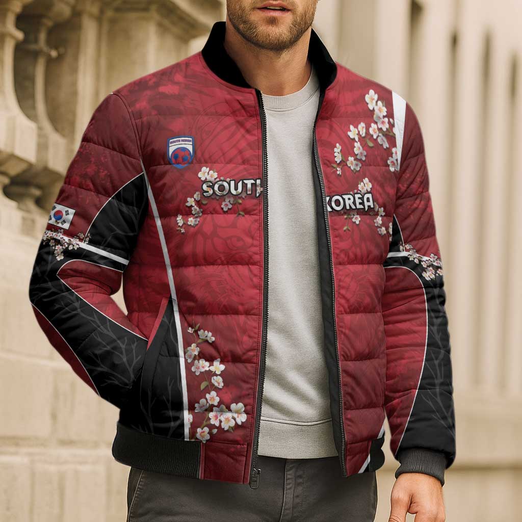 Custom South Korea Football Bomber Puffer Jacket Tiger Mugunghwa Flower Minimal Style