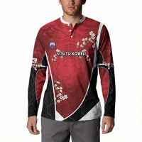 Custom South Korea Football Button Sweatshirt Tiger Mugunghwa Flower Minimal Style