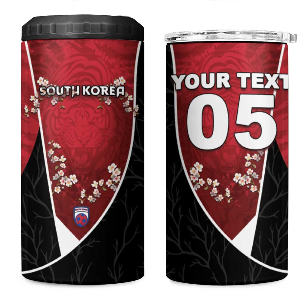 Custom South Korea Football 4 in 1 Can Cooler Tumbler Tiger Mugunghwa Flower Minimal Style